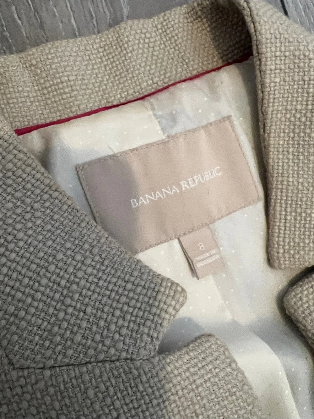 Banana Republic Cream Textured Blazer with Navy Trim